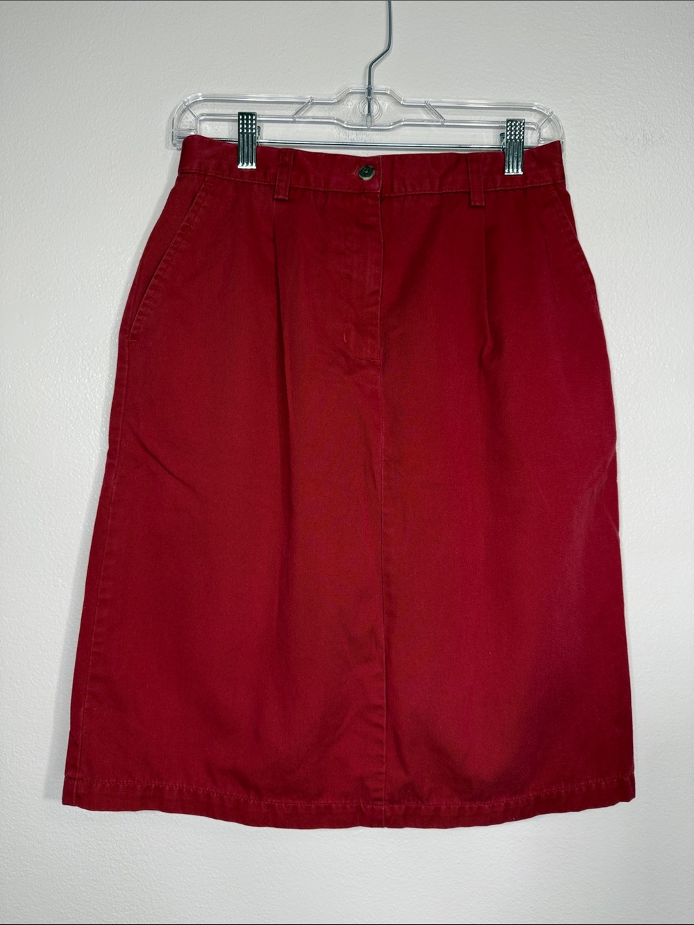 LLBean vintage pleated red midi skirt 8